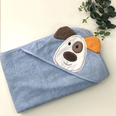 Рушник з капюшоном для немовлят блакитний Собачка