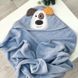 Полотенце с капюшоном для новорожденных голубое Собачка 2 из 2