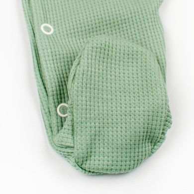 Человечек для новорожденных вафелька зеленый с орнаментом