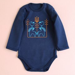 Боди вышиванка для малышей темно-синий
