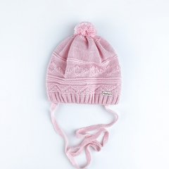 Дитяча шапка для малюків подвійна з вiзерунком світло-рожева
